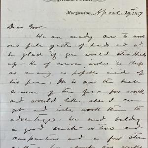 Page 1 of Letter from J. W. Wilson to Z. B. Vance, April 29, 1877