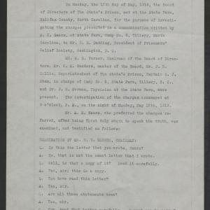Investigation of the Charges Made by Inmates of the State Prison Farm to Earl E. Dudding, 12 May 1919, page 1