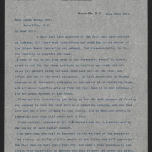Letter from Haigler to Craig, June 23, 1915, page 1