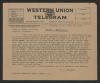 Telegram from Thomas W. Bickett to the Memphis Cotton Exchange, November 22, 1920