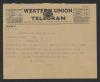 Telegram from State Sanatorium to Thomas W. Bickett, December 18, 1917