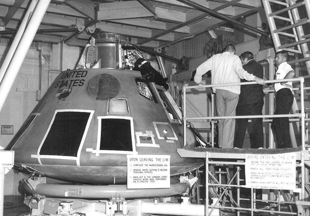 Apollo capsule during disassembly