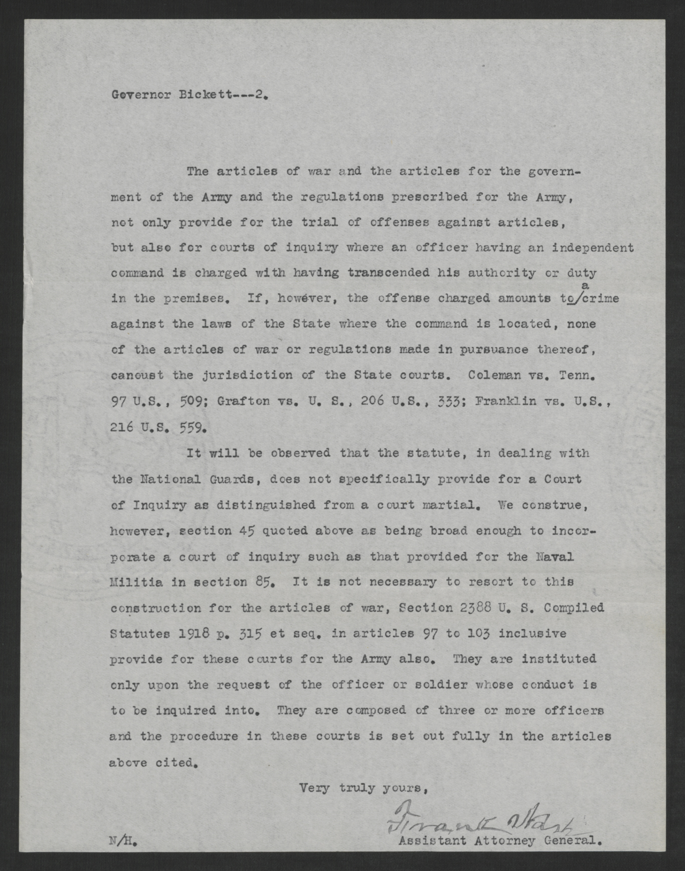 Letter from Francis Nash to Thomas W. Bickett, July 23, 1920, page 2