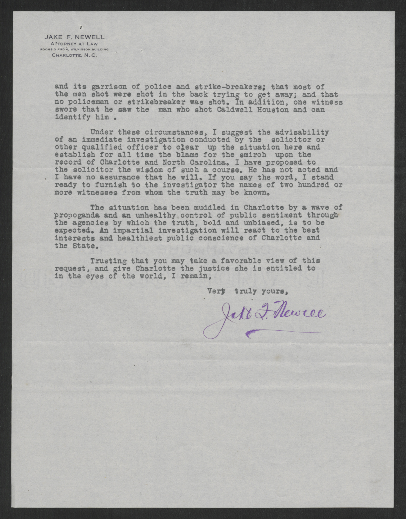 Letter from Jake F. Newell to Thomas W. Bickett, September 3, 1919, page 2