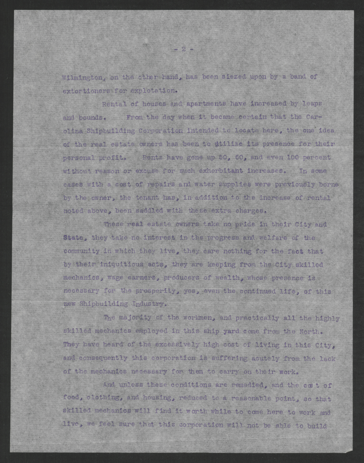 Letter from Citizens of Wilmington to Thomas W. Bickett, August 22, 1919, page 2