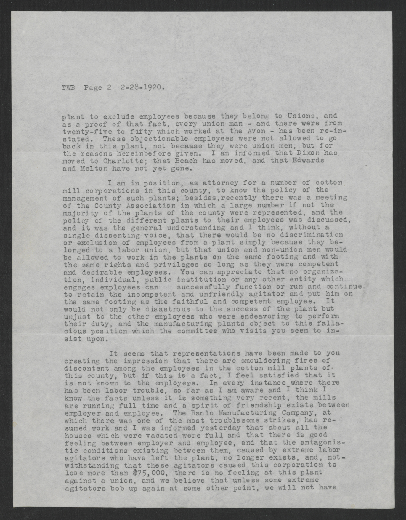 Letter from Addison G. Mangum to Thomas W. Bickett, February 28, 1920, page 2