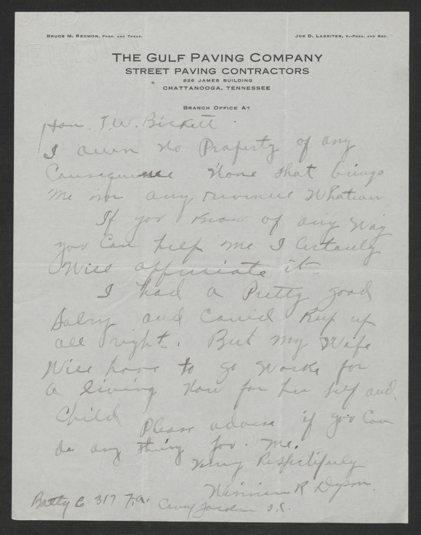 Letter from Winnin R. Dyson to Thomas W. Bickett, 1917, page 2