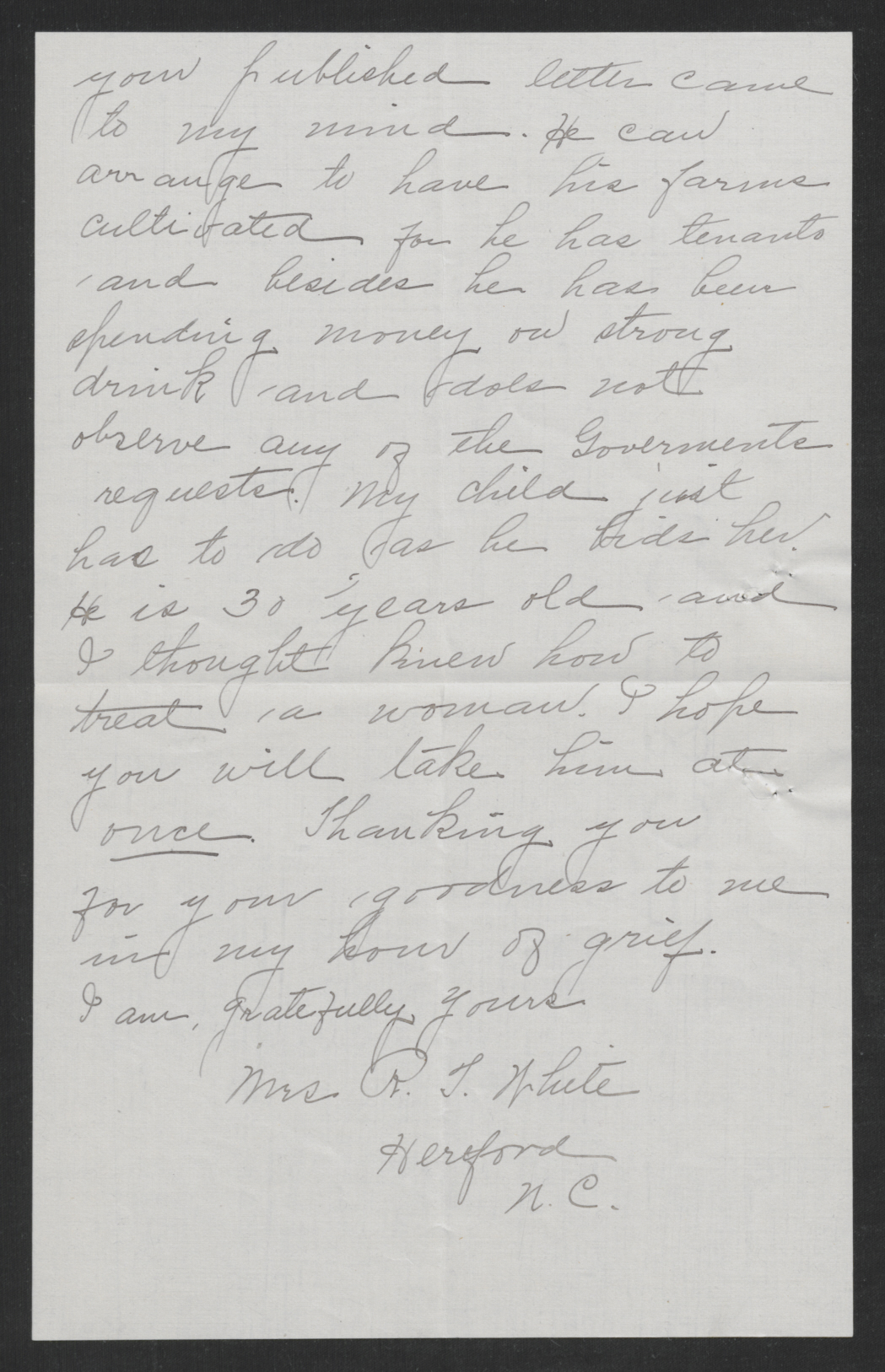 Letter from Sarah R. L. White to Thomas W. Bickett, 1918, page 6
