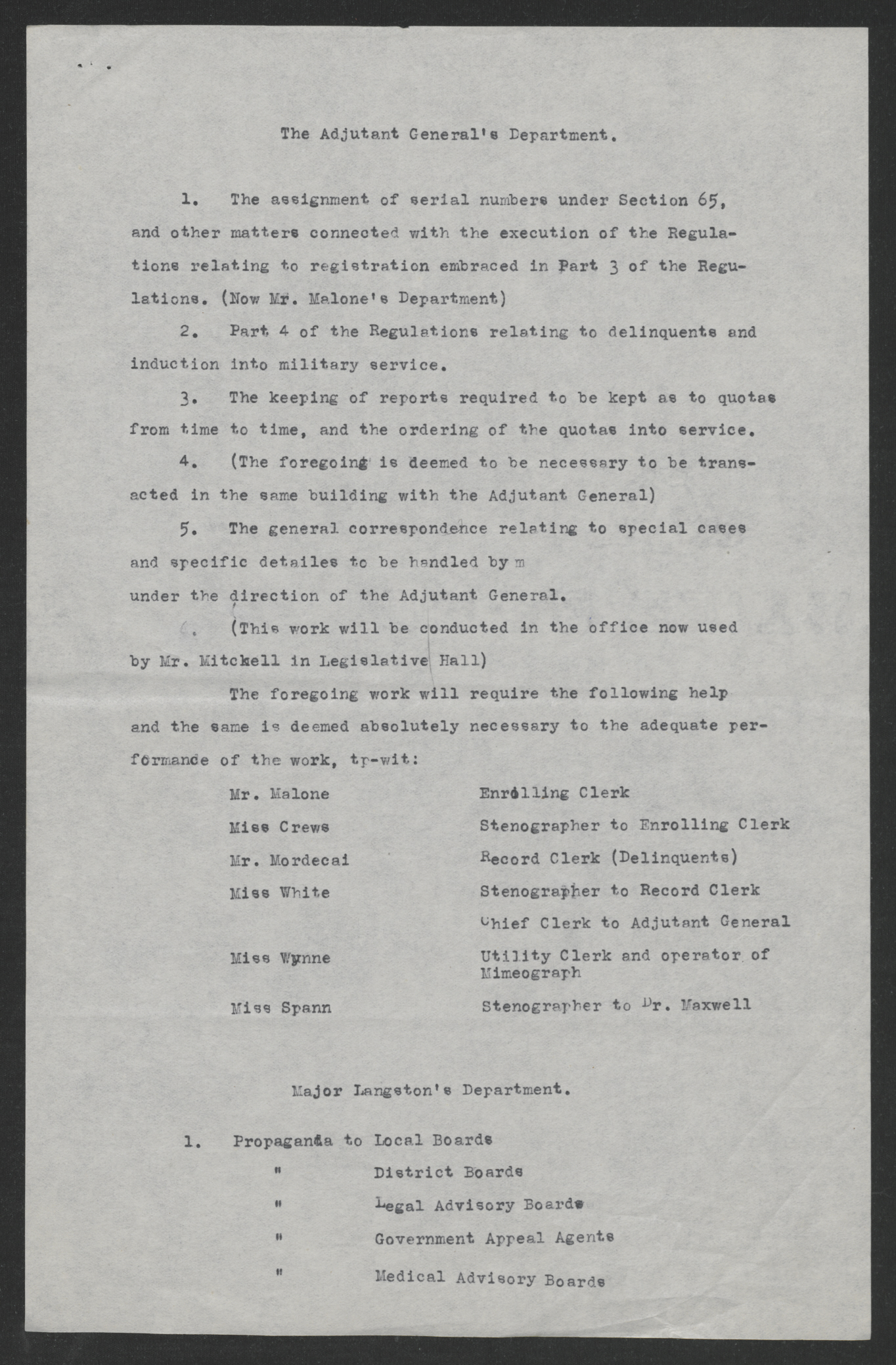 Division of Draft Work between Laurence W. Young and John D. Langston, Circa 1918, page 1