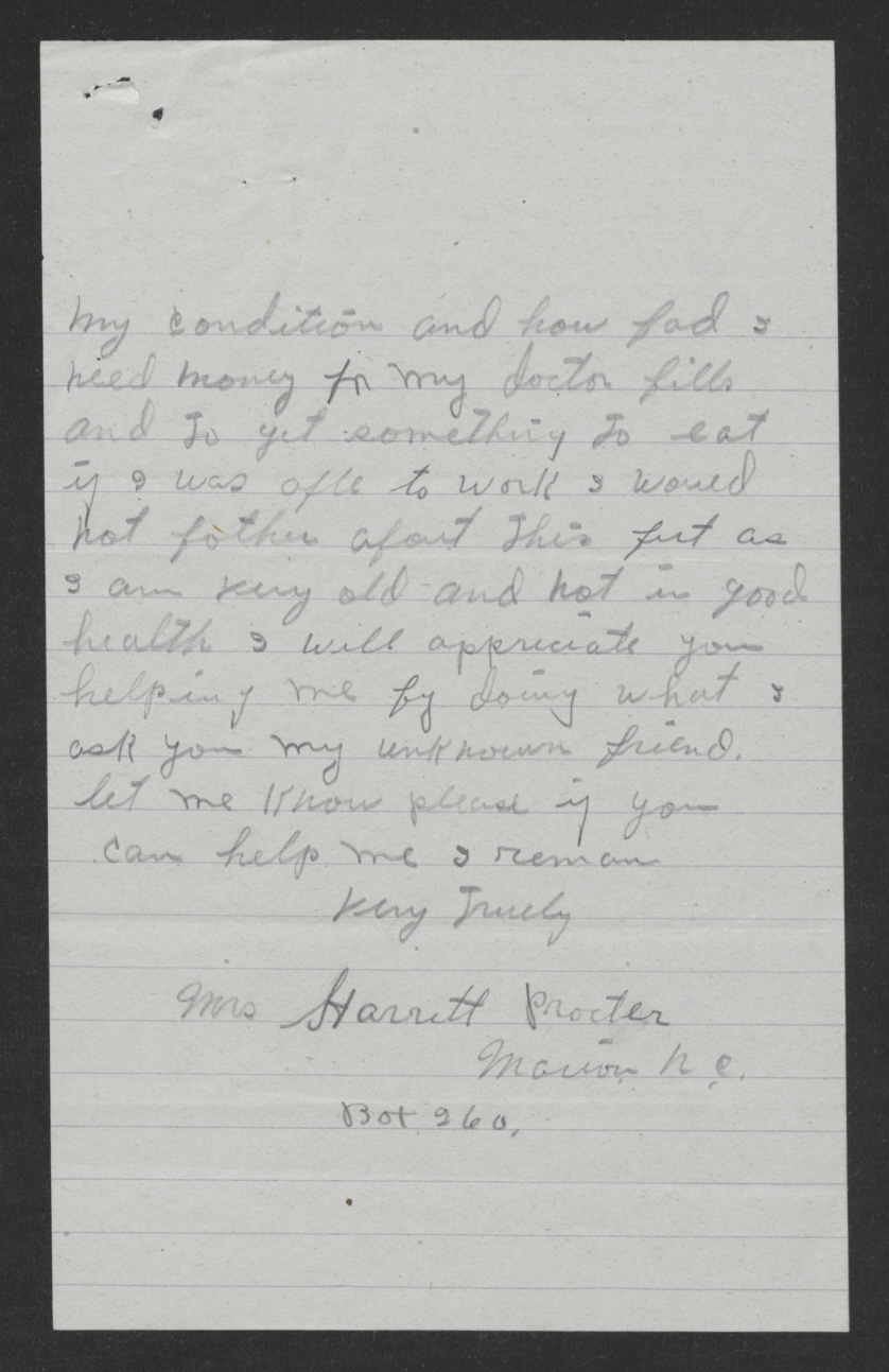 Letter from Harriett H. Proctor to Thomas W. Bickett, May 1918, page 2