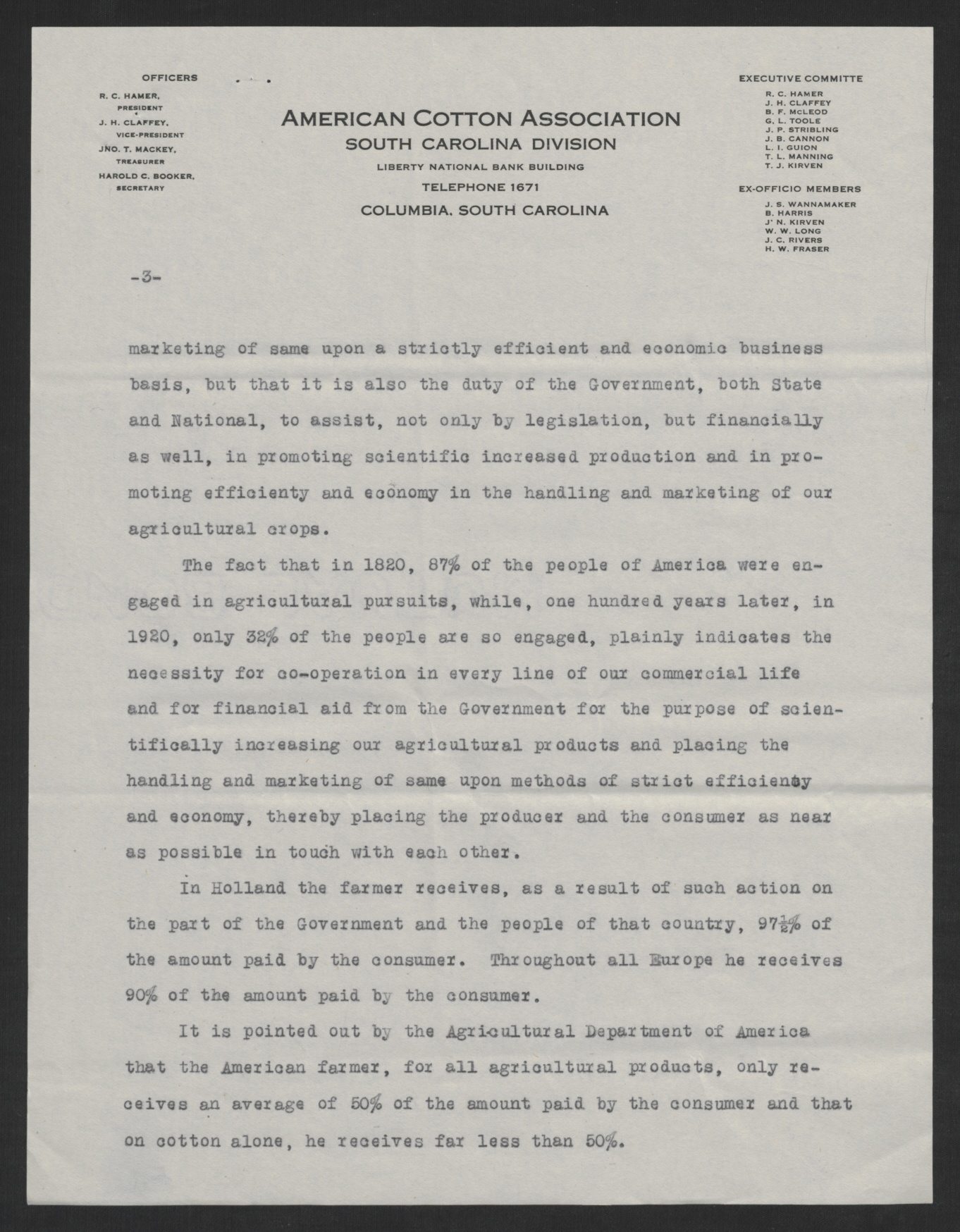 Letter from John S. Wannamaker to Thomas W. Bickett, August 11, 1920, page 3