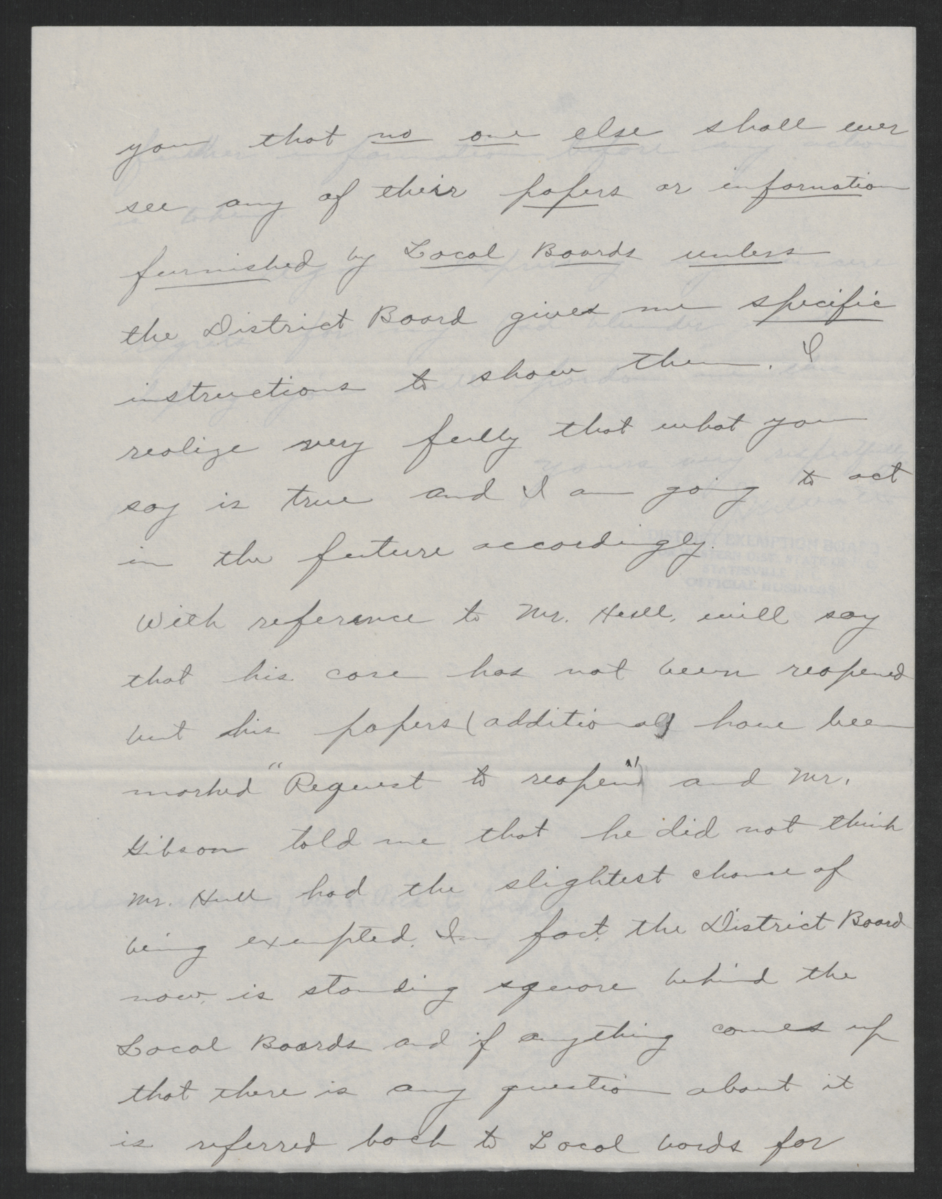 Letter from J. W. Watts to the Lincoln County Exemption Board, September 19, 1917, page 2