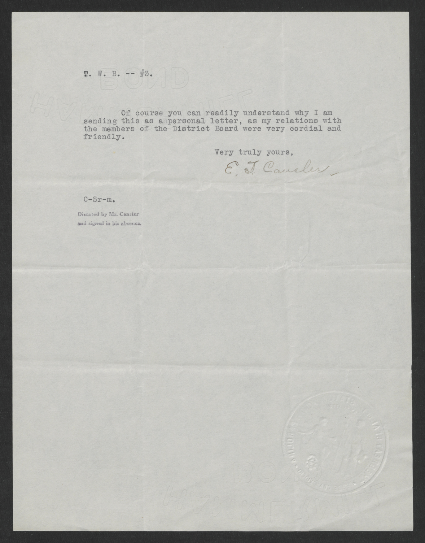 Letter from Edwin T. Cansler to Thomas W. Bickett, September 26, 1917, page 3