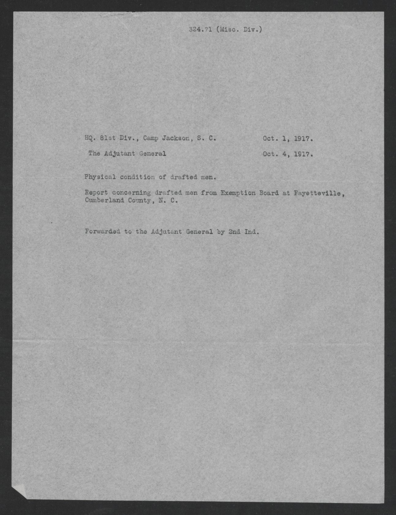 Report Regarding Medical Deficiencies of Cumberland County Inductees, September30 - October 6, 1917, page 2