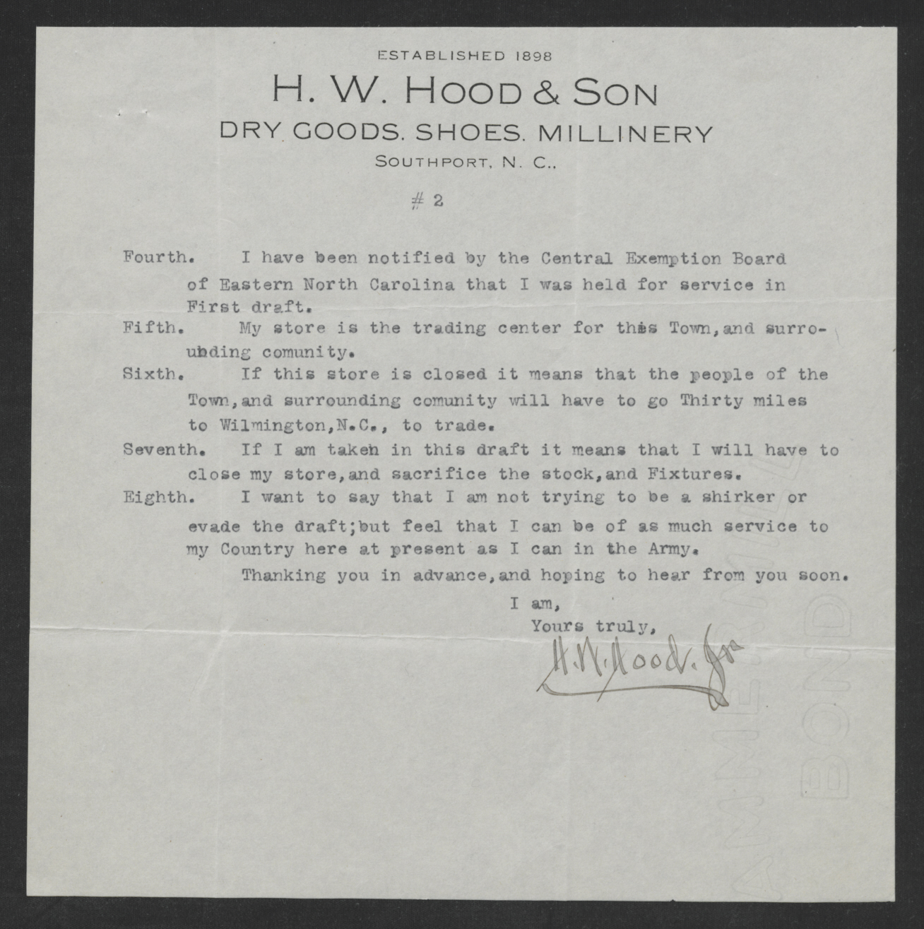 Letter from Henry W. Hood, Jr., to Thomas W. Bickett, November 15, 1917, page 2