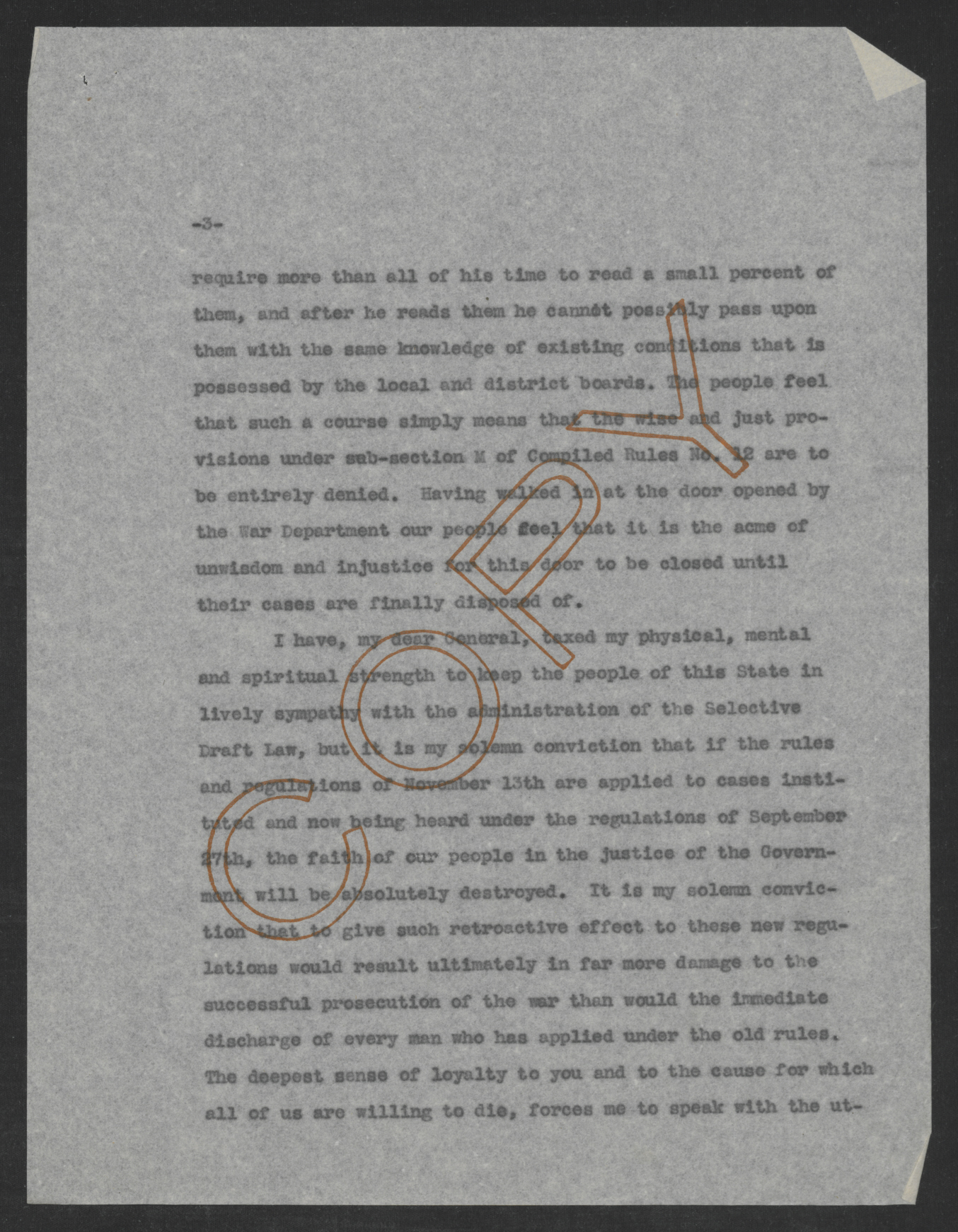 Letter from Thomas W. Bickett to Enoch H. Crowder, November 15, 1917, page 3