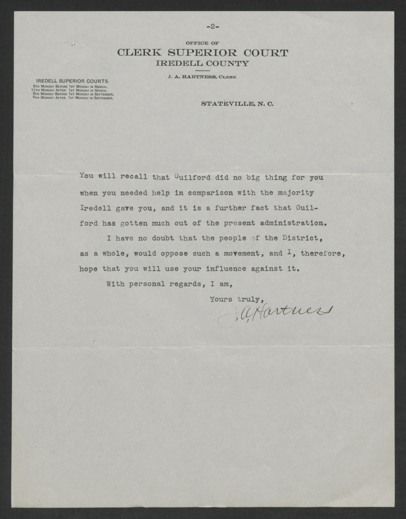 Letter from James A. Hartness to Thomas W. Bickett, January 5, 1918, page 2