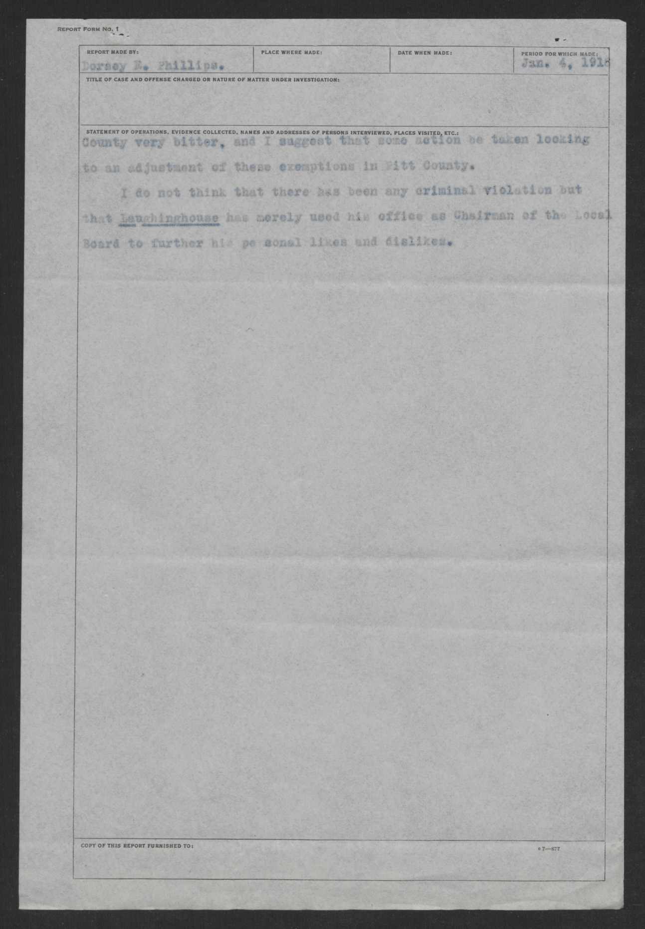 Report on Alleged Partiality of the Pitt County Exemption Board, January 10, 1918, page 5