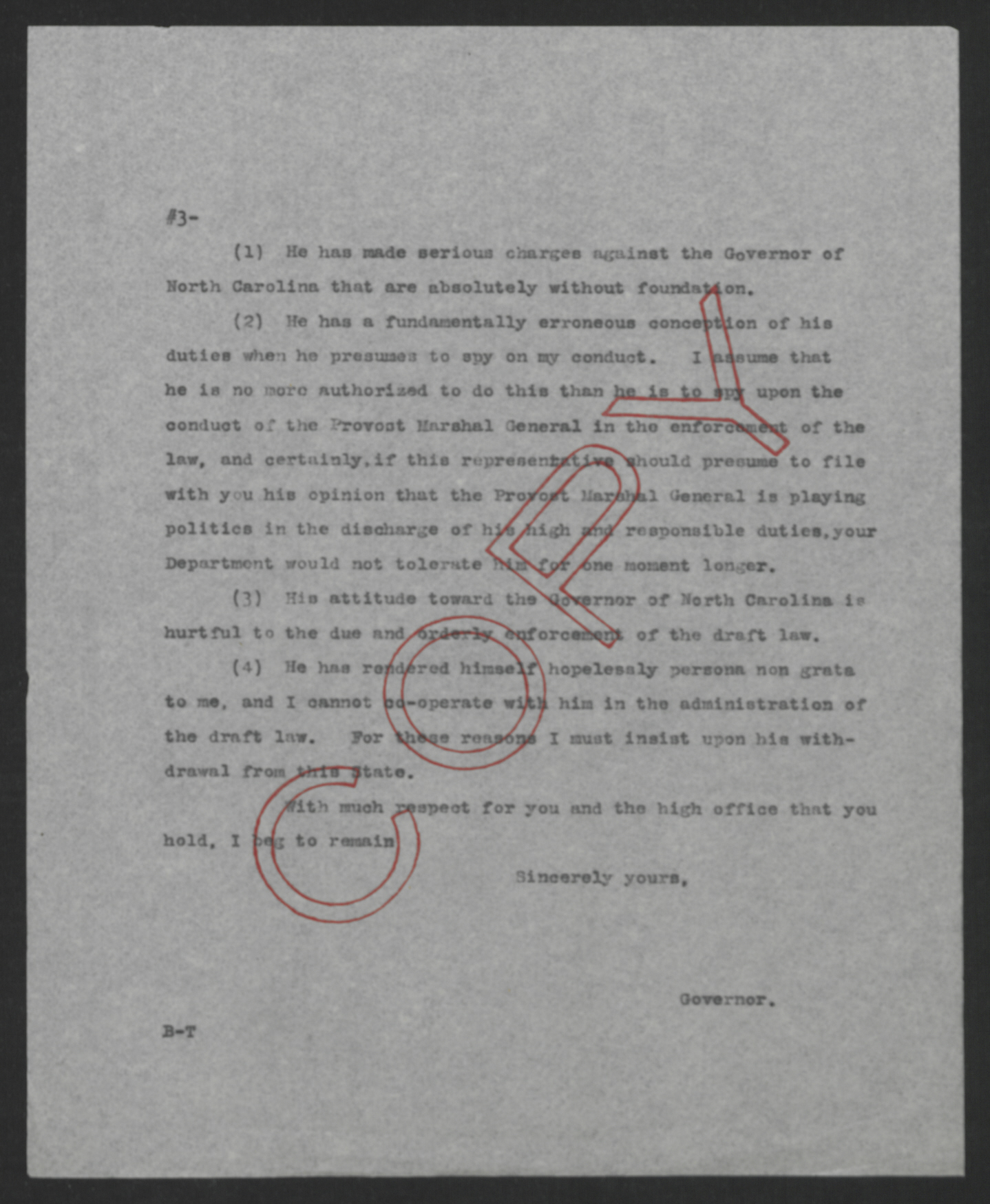 Letter from Thomas W. Bickett to Thomas W. Gregory, August 12, 1918, page 3
