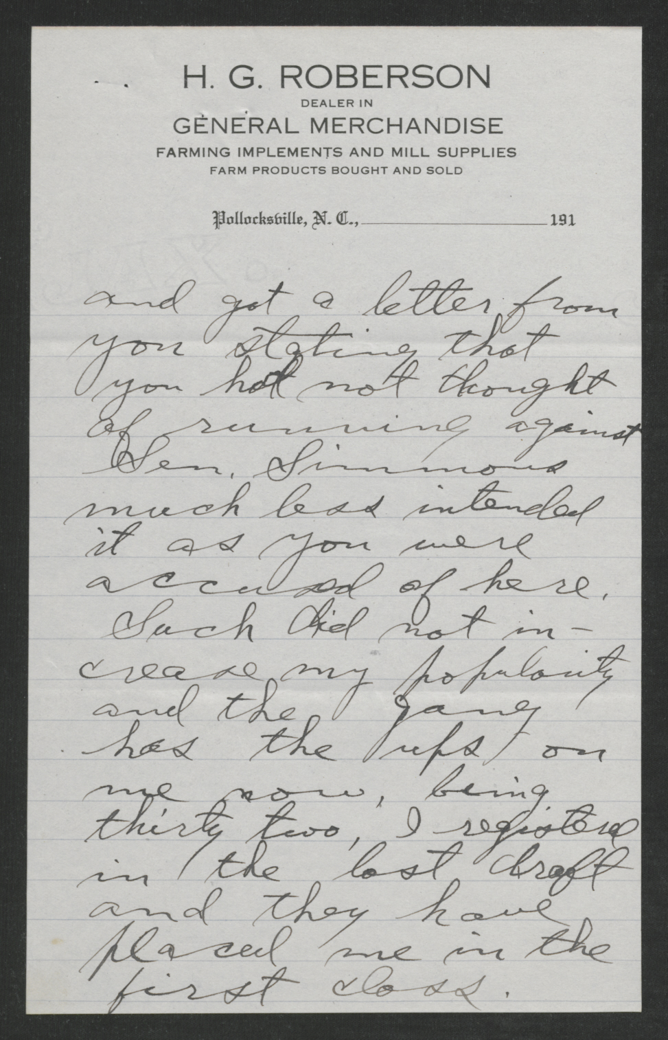 Letter from Hoyt G. Roberson to Thomas W. Bickett, October 17, 1918, page 3