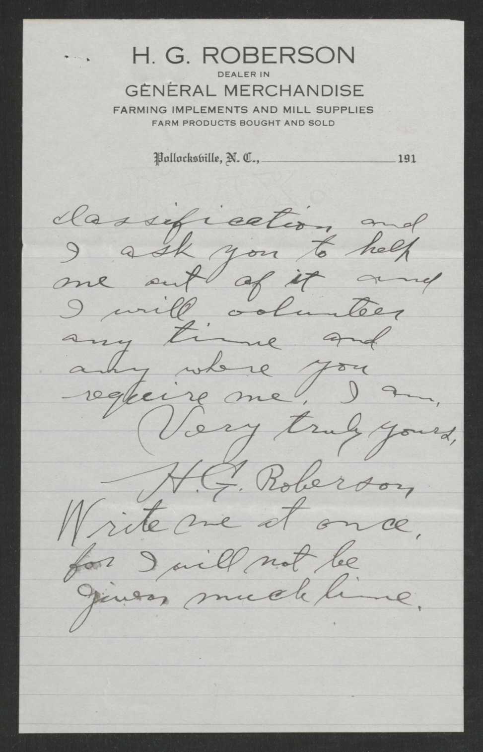 Letter from Hoyt G. Roberson to Thomas W. Bickett, October 17, 1918, page 7