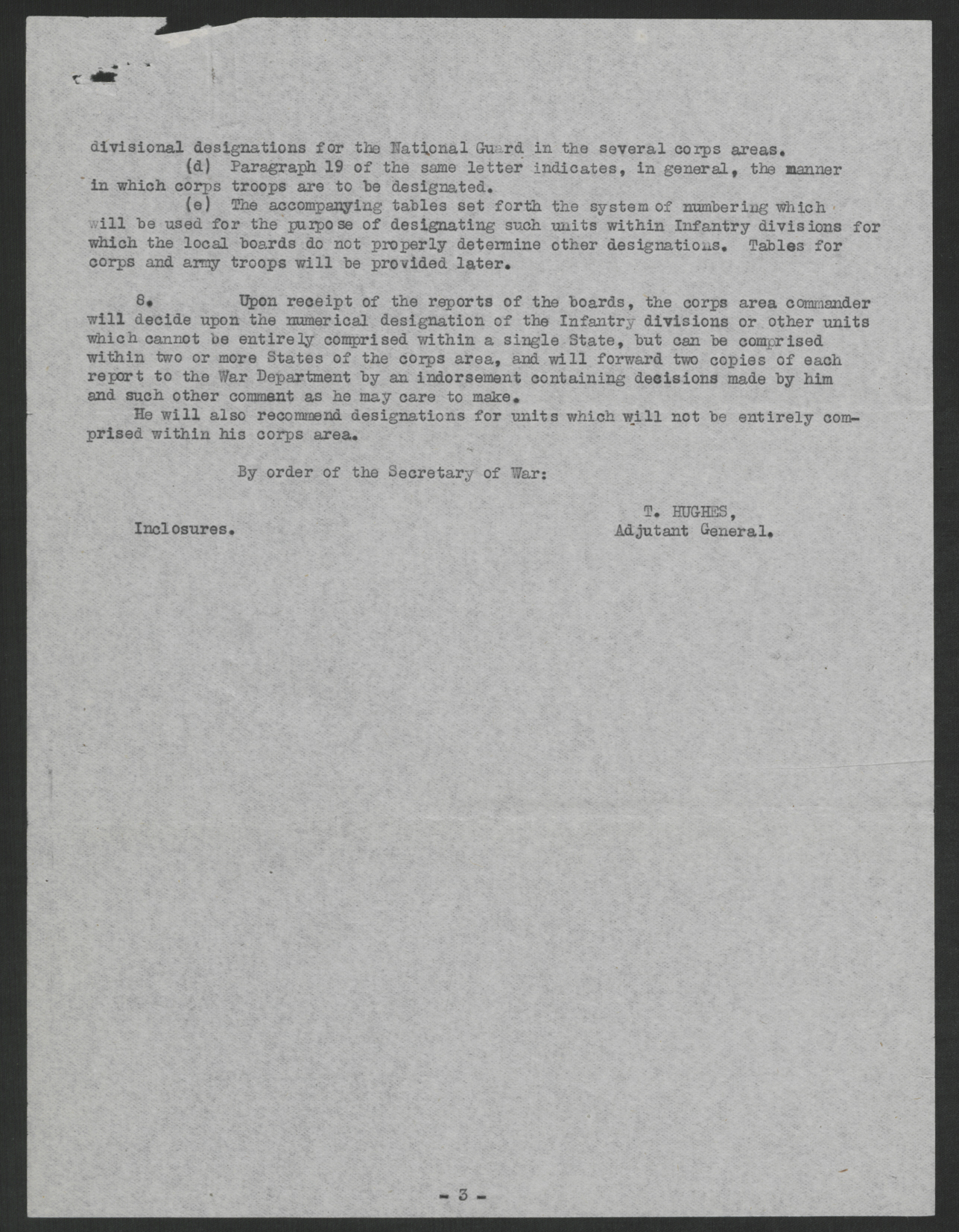 Letter from T. Hughes to the Commanding Generals of All Corps Areas, December 7, 1920, page 3