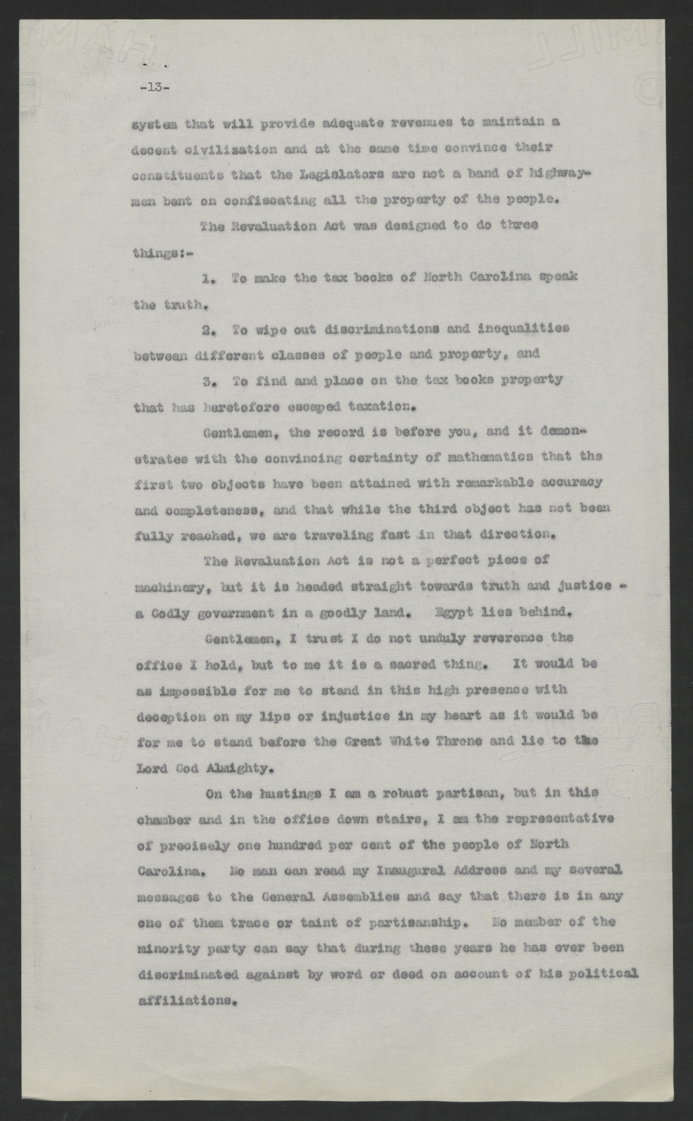 First Message of Governor Bickett to the Special Session of the General Assembly, August 10, 1920, page 13