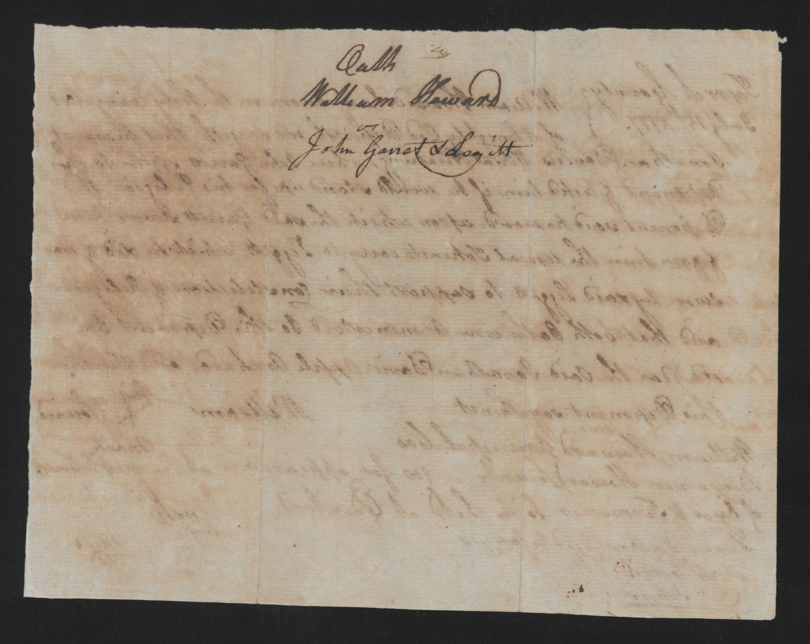 Reverse of Deposition of William Howard, dated 15 July 1777