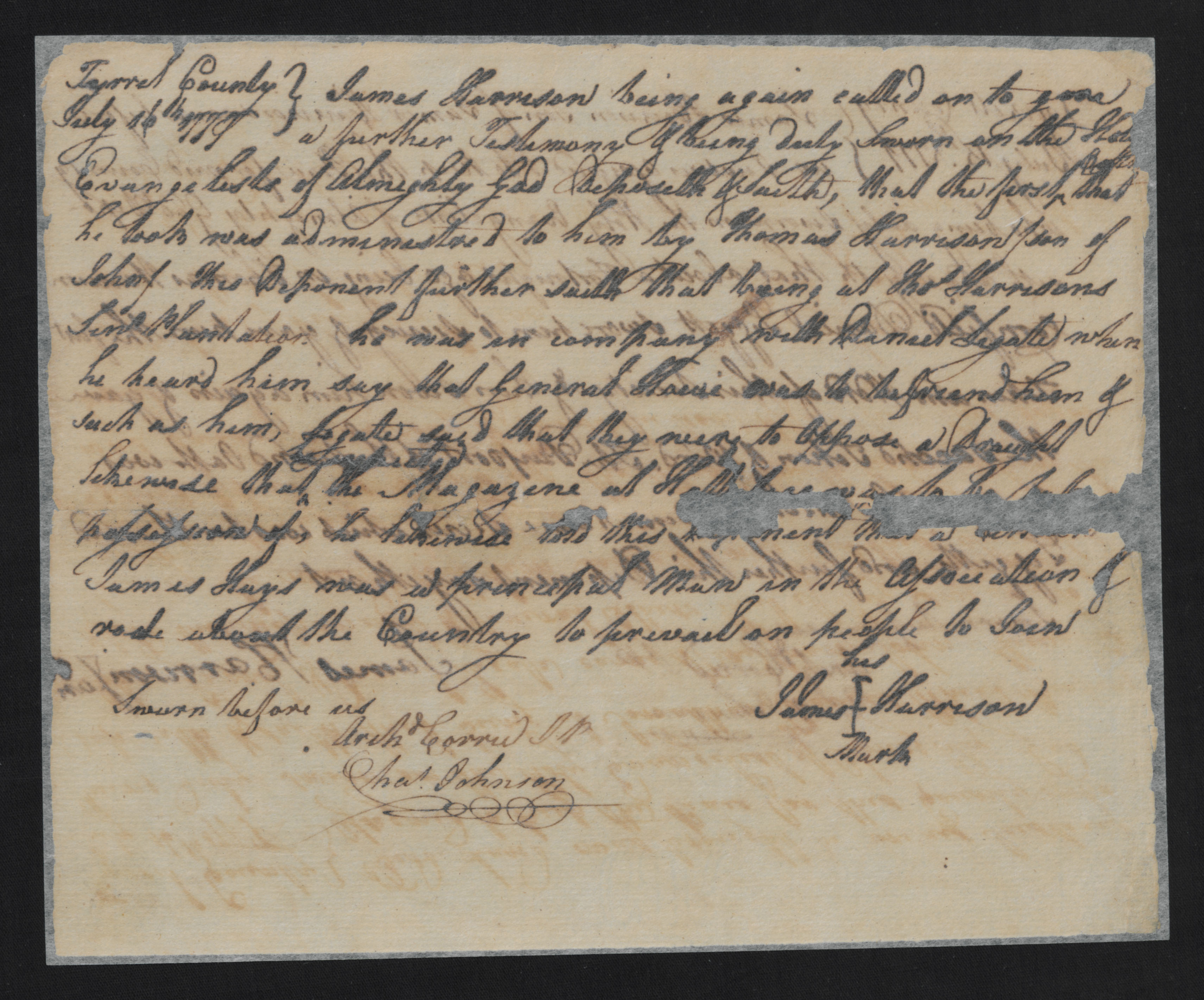 Deposition of James Harrison, 16 July 1777 2