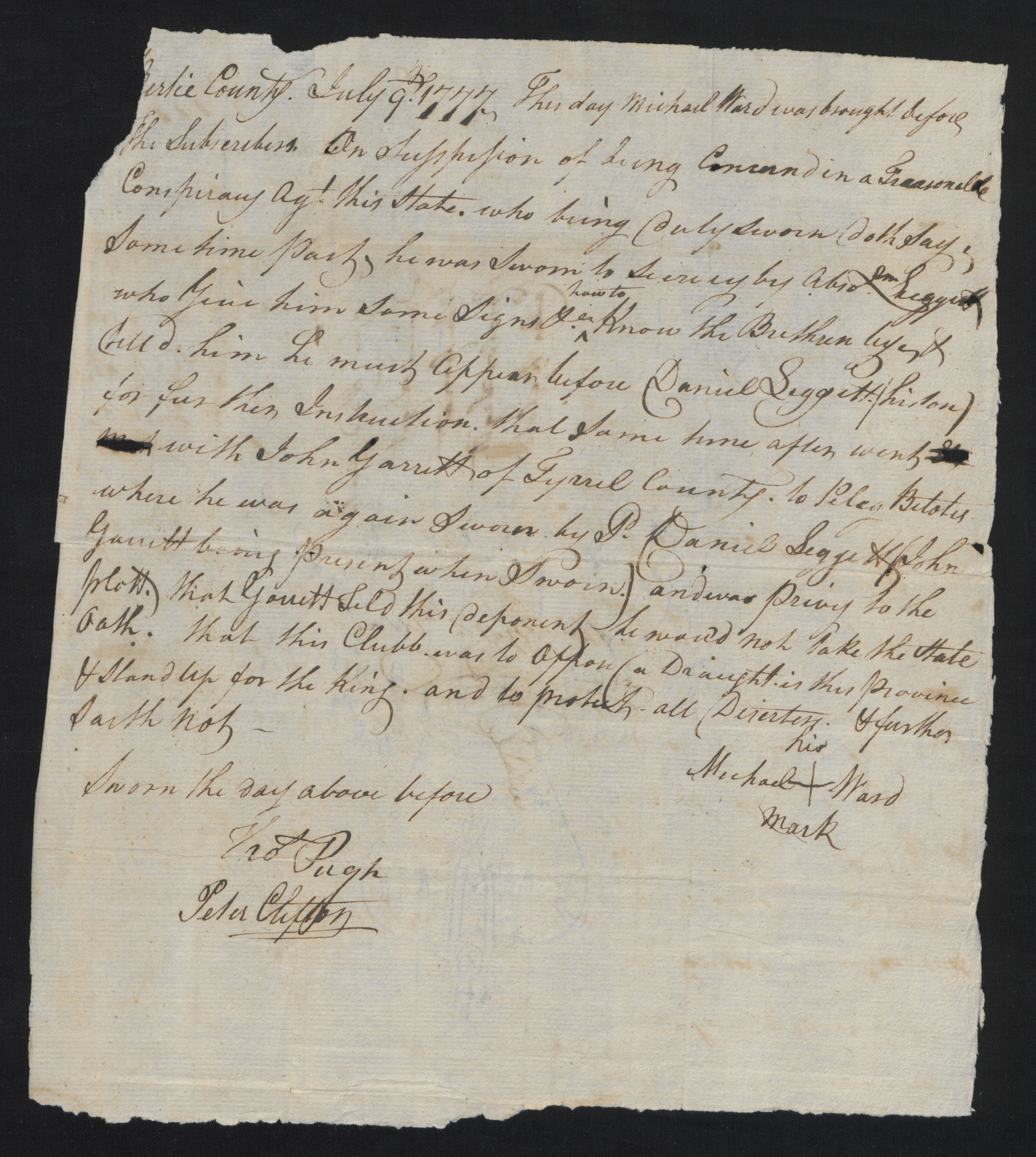 Deposition of Michael Howard, 9 July 1777