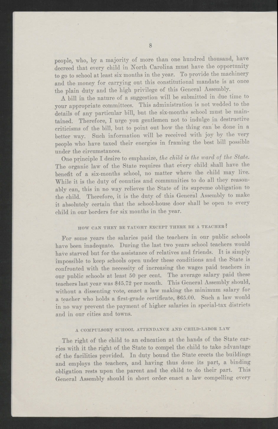 Biennial Message of Governor Thomas W. Bickett to the General Assembly, January 9, 1919, page 6