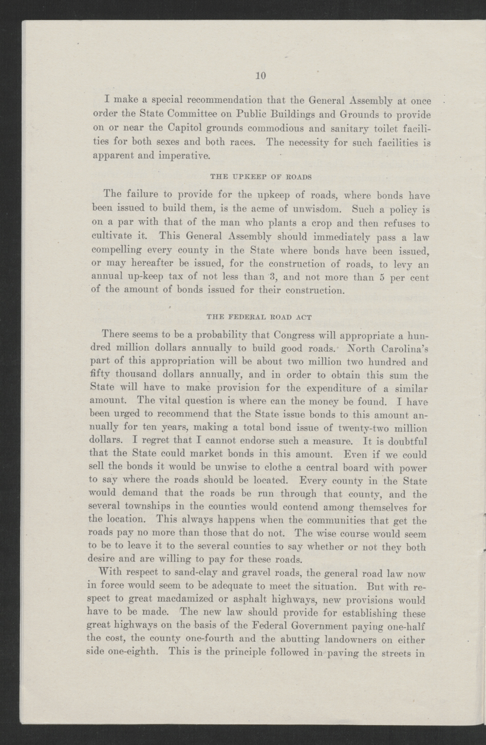 Biennial Message of Governor Thomas W. Bickett to the General Assembly, January 9, 1919, page 8