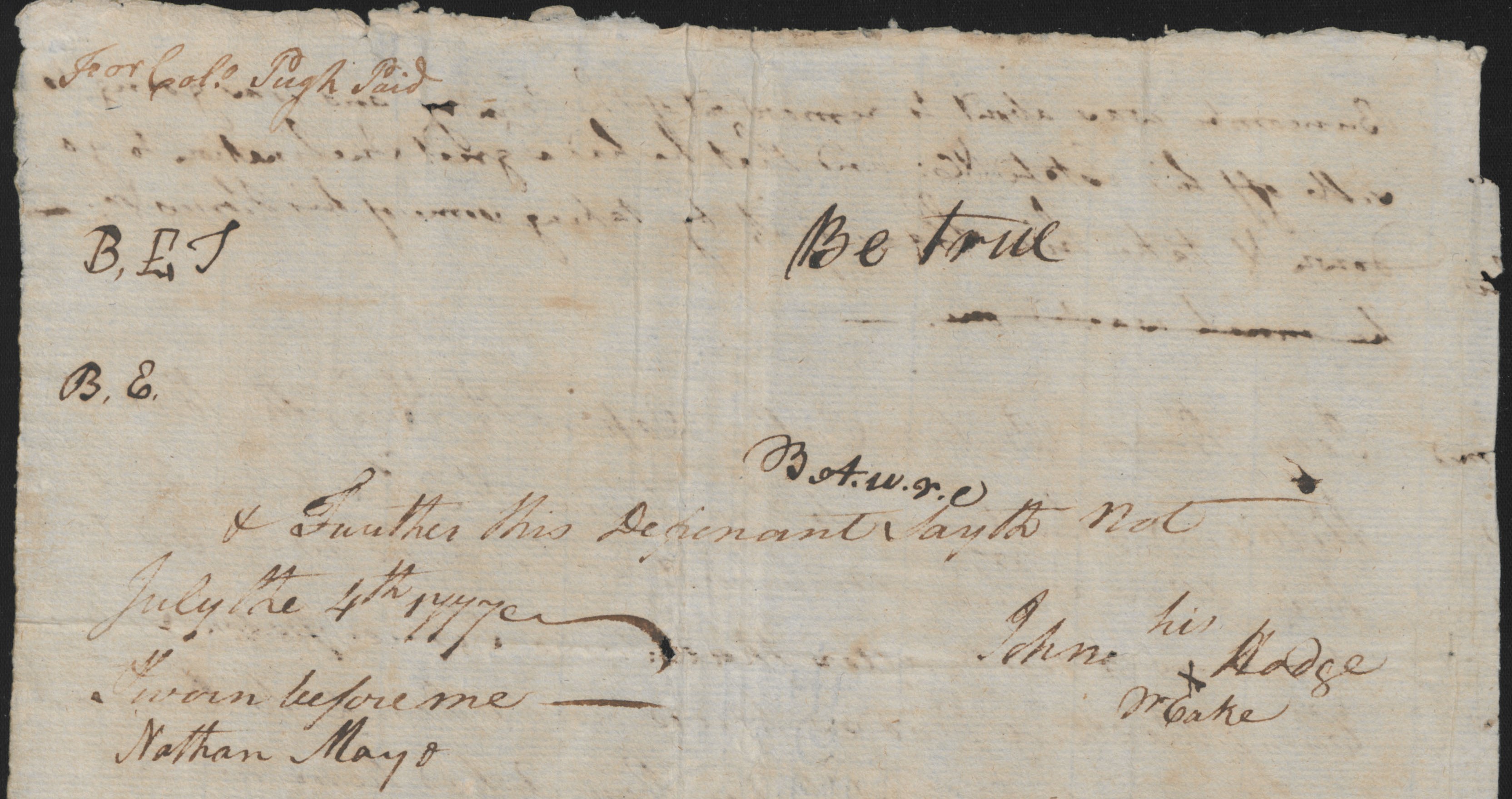 Deposition of John Hodge, 4 July 1777, page 2