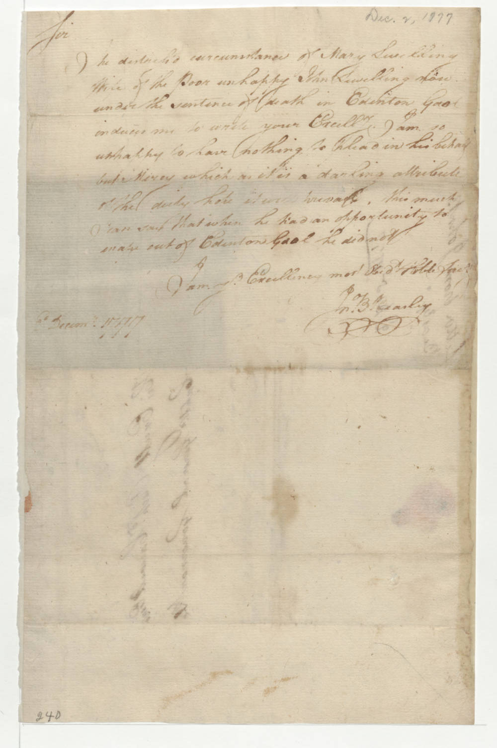 Letter from John Baptist Beasley to Richard Caswell, 2 December 1777, page 1