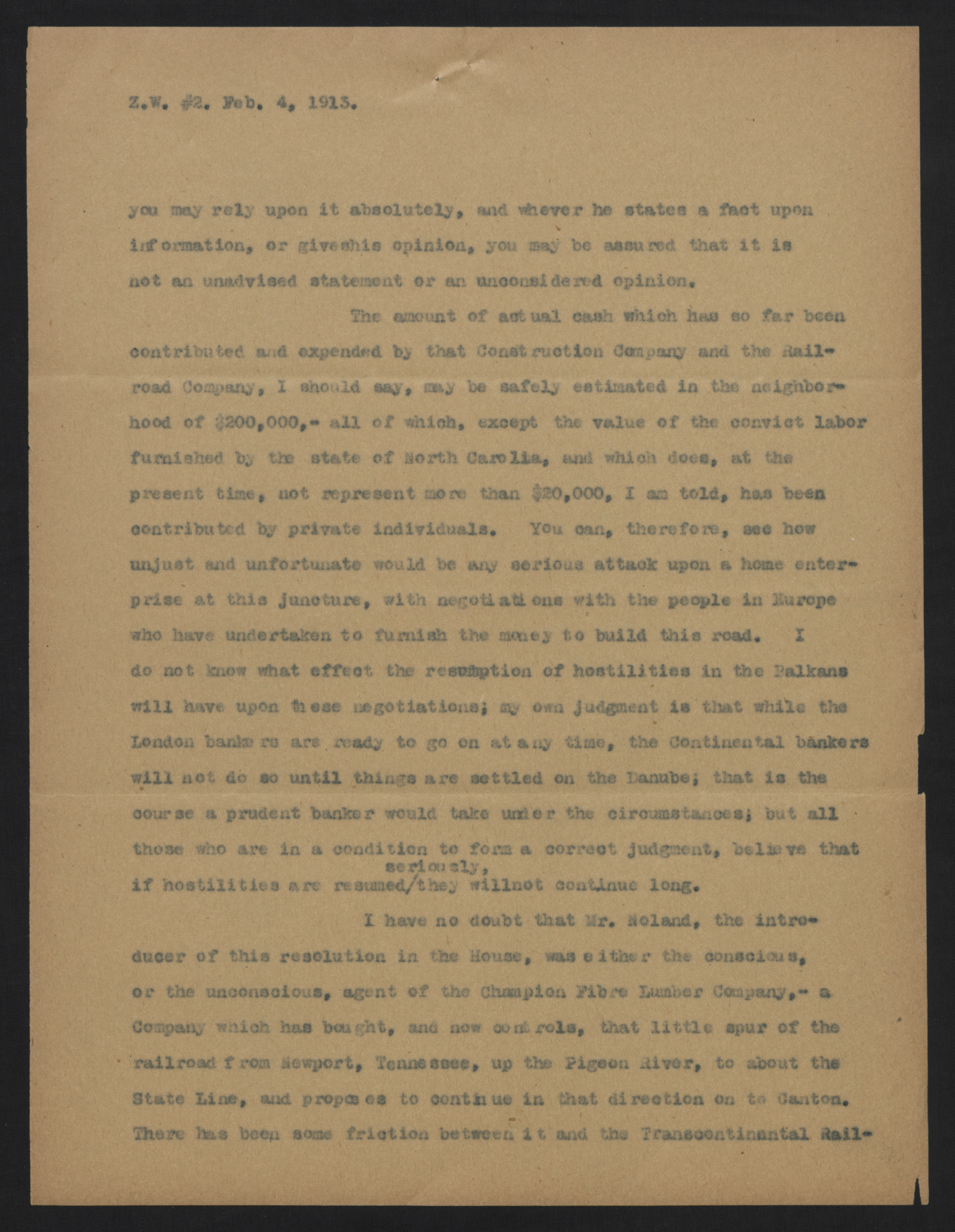 Letter from Davidson to Weaver, February 4, 1913, page 2