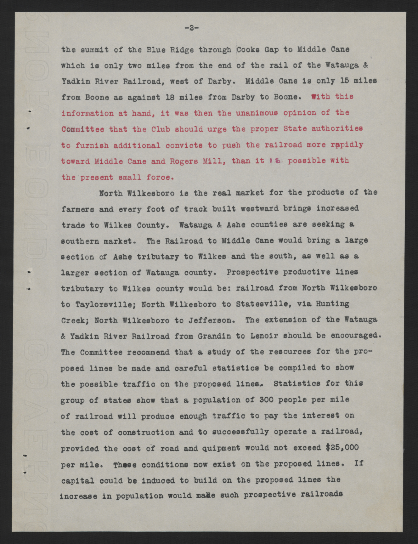 Report of the Wilkes Commercial Club Railroad Committee, 2 June 1916, page 3