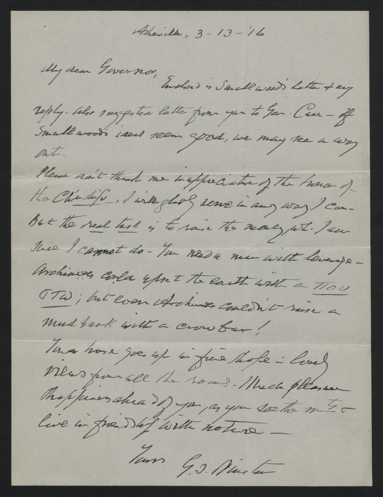 Letter from Winston to Craig, March 13, 1913