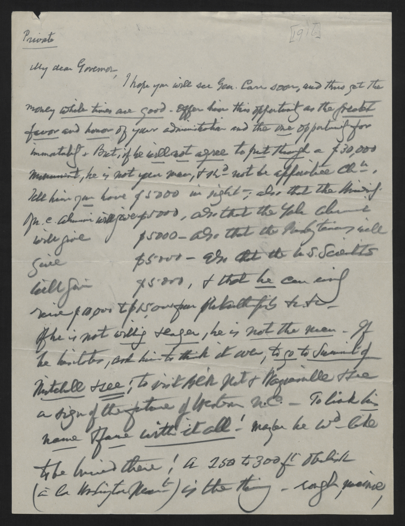 Letter from Winston to Craig, circa 1916, page 1