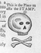 Skull art from a November 20, 1765 issue of the North Carolina Gazette