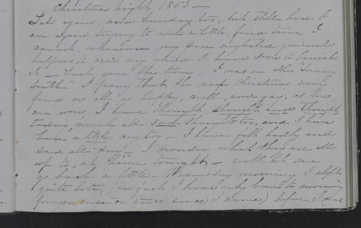 Diary Entry from Margaret Eliza Cotten, 25 December 1853, Page 1