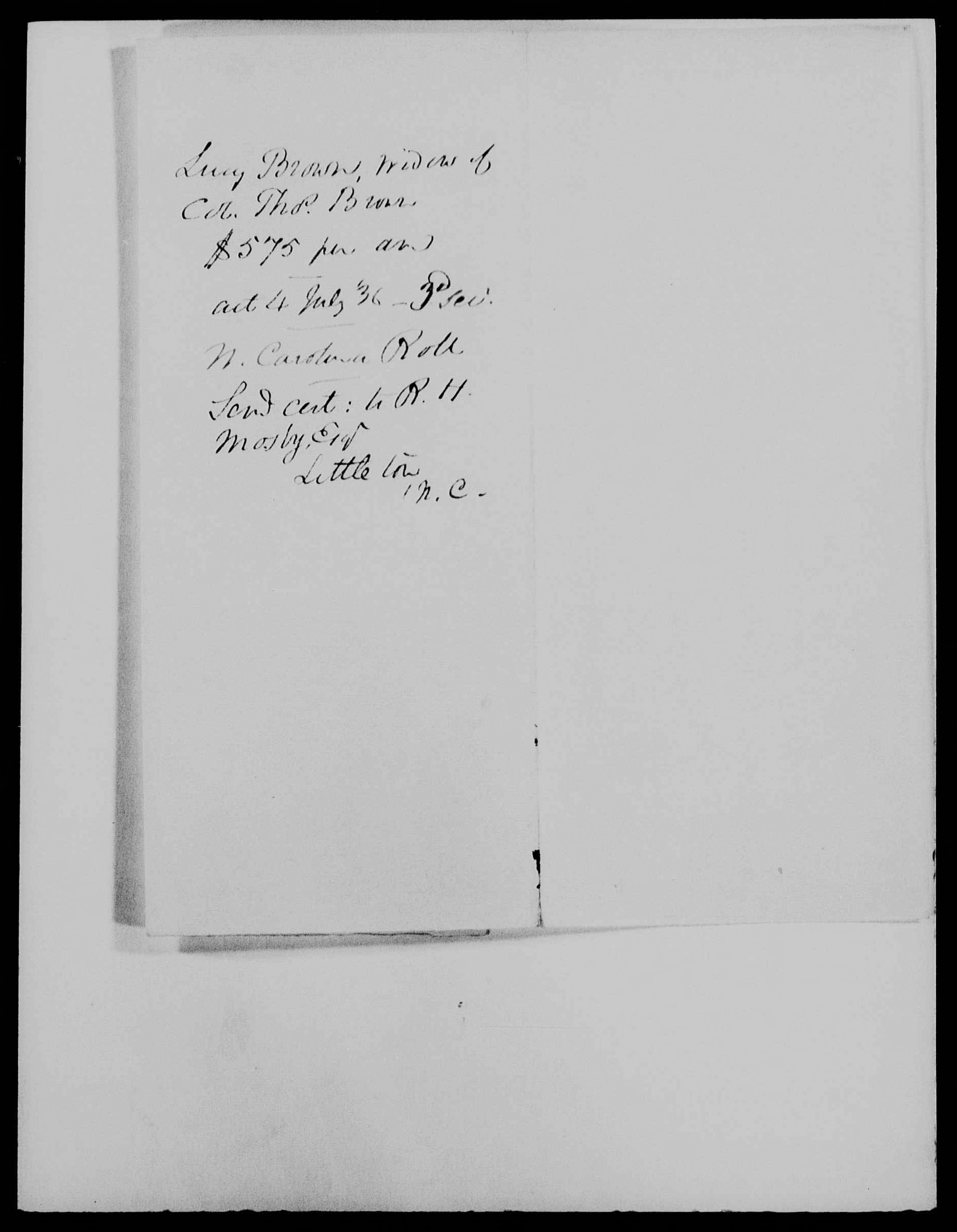 Affidavit of R. H. Mosby in support of a Pension Claim for Lucy Brown, 21 June 1839, page 3