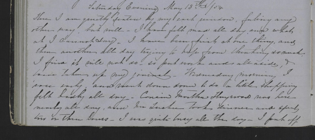 Diary Entry from Margaret Eliza Cotten, 13 May 1854, Page 1