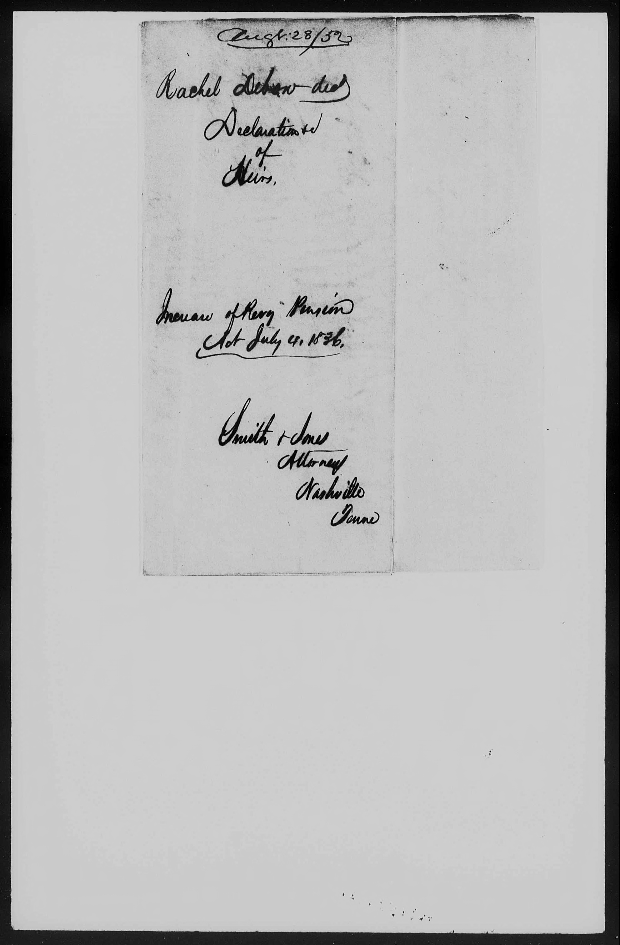 Declaration of Heirs of Rachel Debow to the U.S. Pension Office, 4 August 1852, page 3