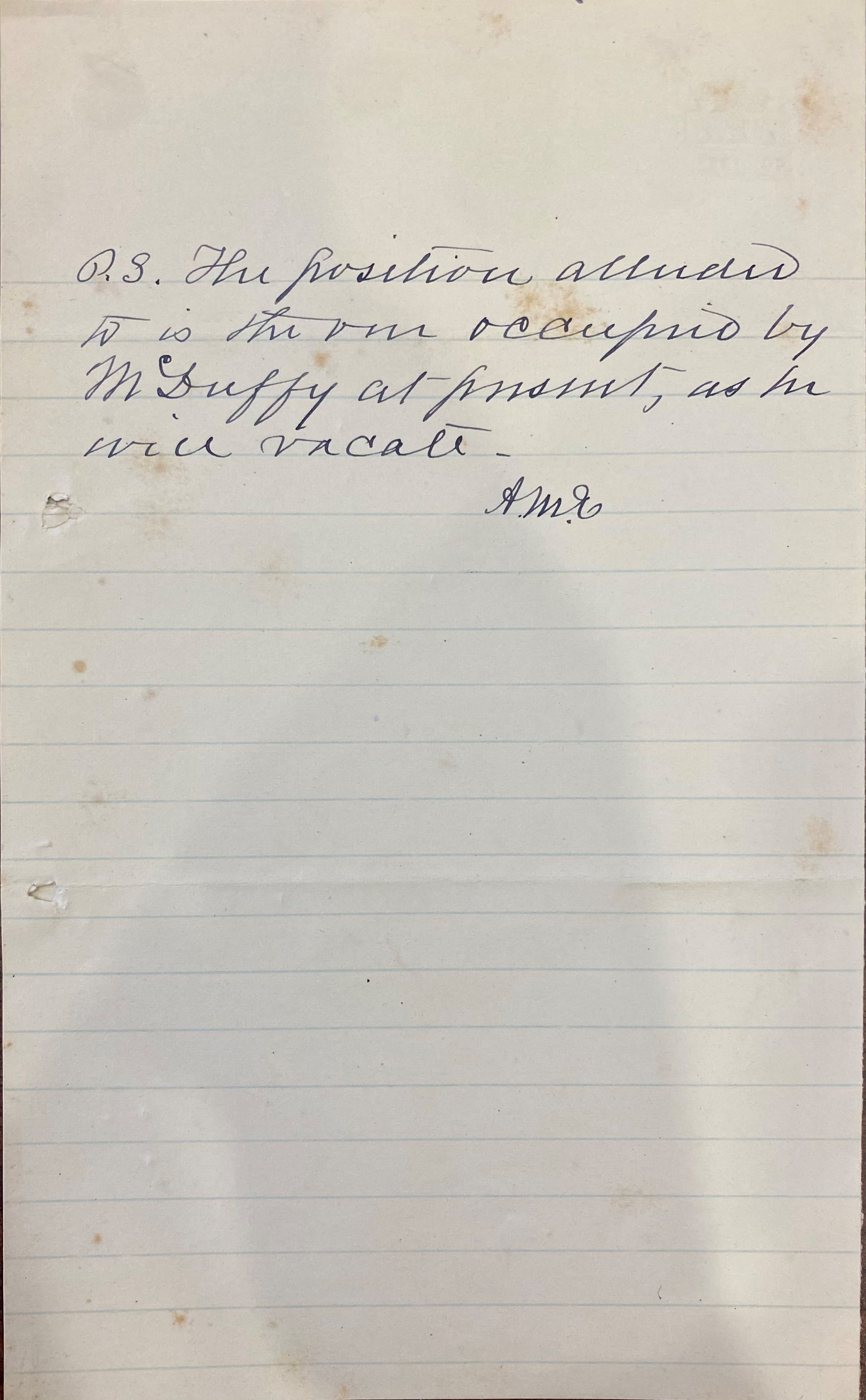 Page three of Letter from A. M. Erwin to Governor Zebulon B. Vance, October 17, 1877