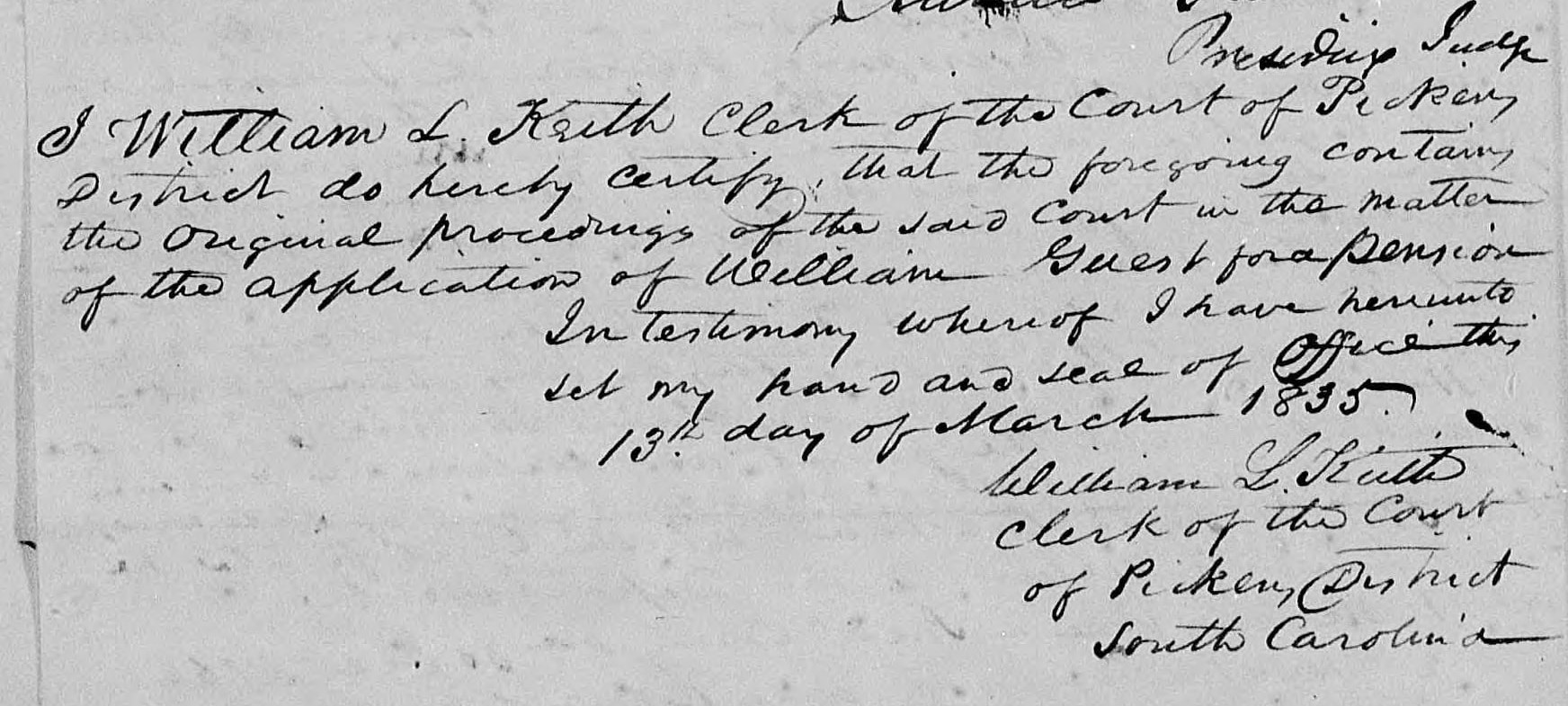 Application for a Veteran's Pension from William Guest, 9 March 1835, page 5