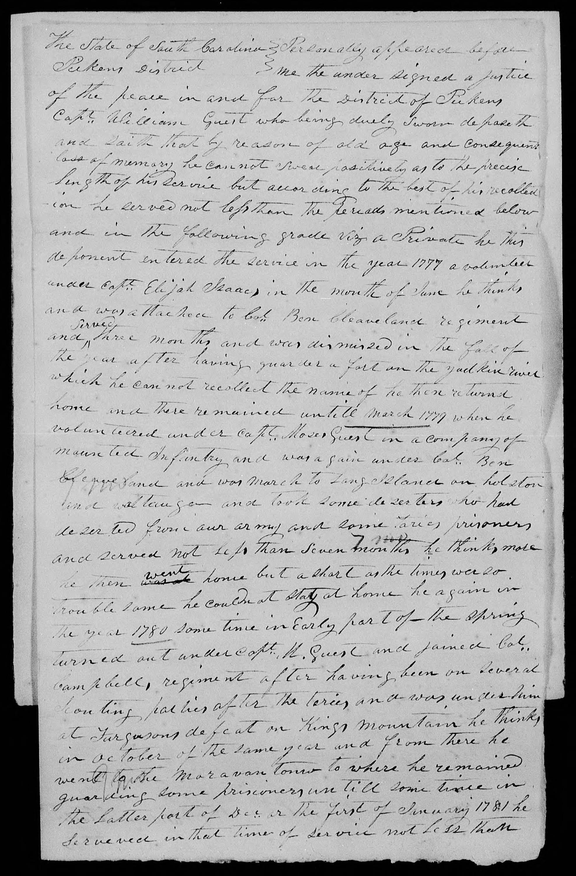 Application for a Veteran's Pension from William Guest, 9 October 1833, page 1