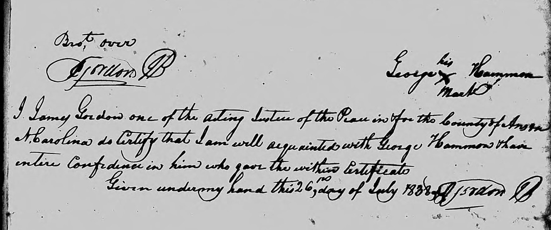 Affidavit of George Hammon in support of a Pension Claim for Huldah Hill, 26 July 1838, page 2