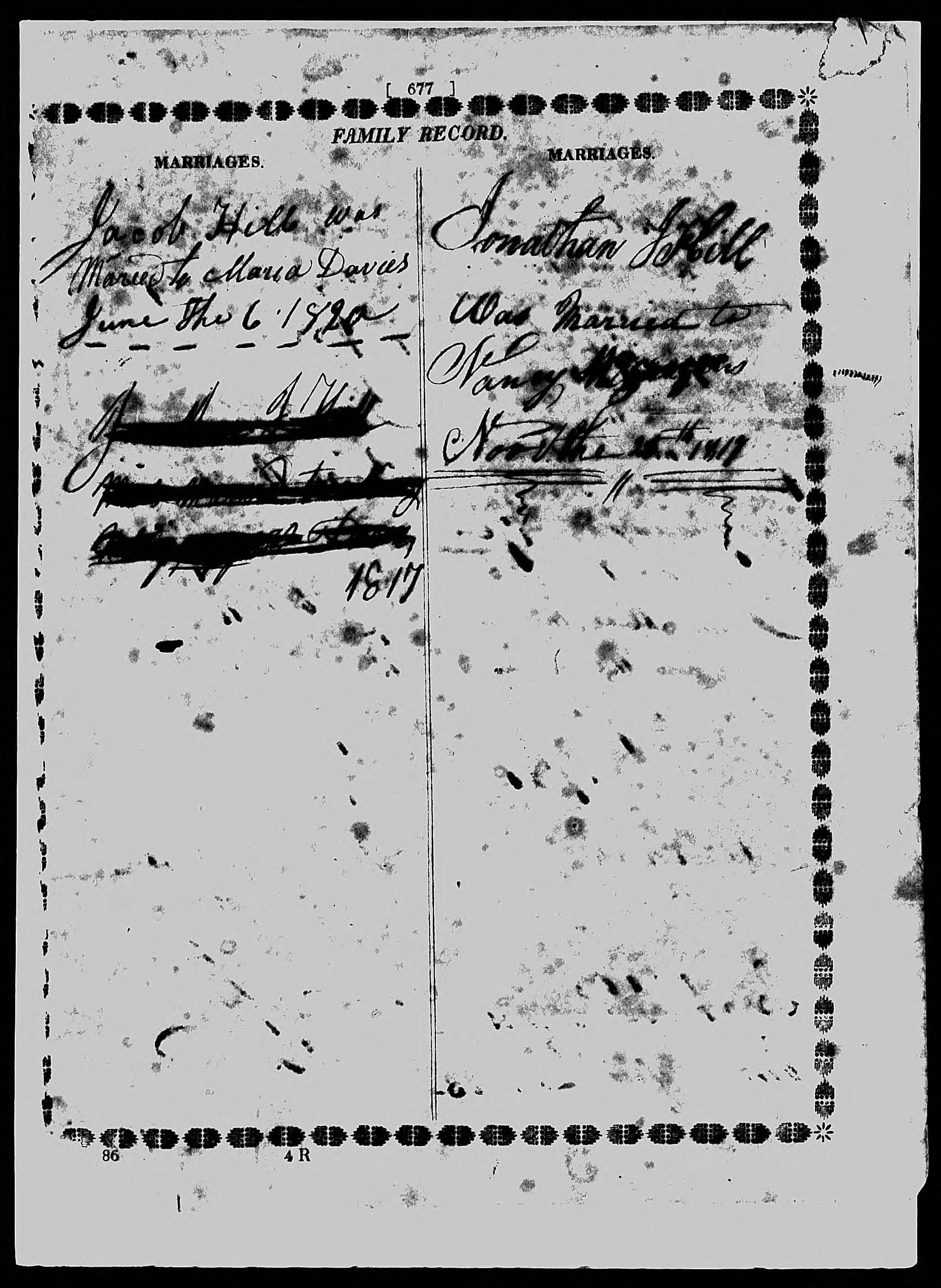 Family Record for John Hill and Huldah Hill, 4 February 1749-28 August 1840, page 4