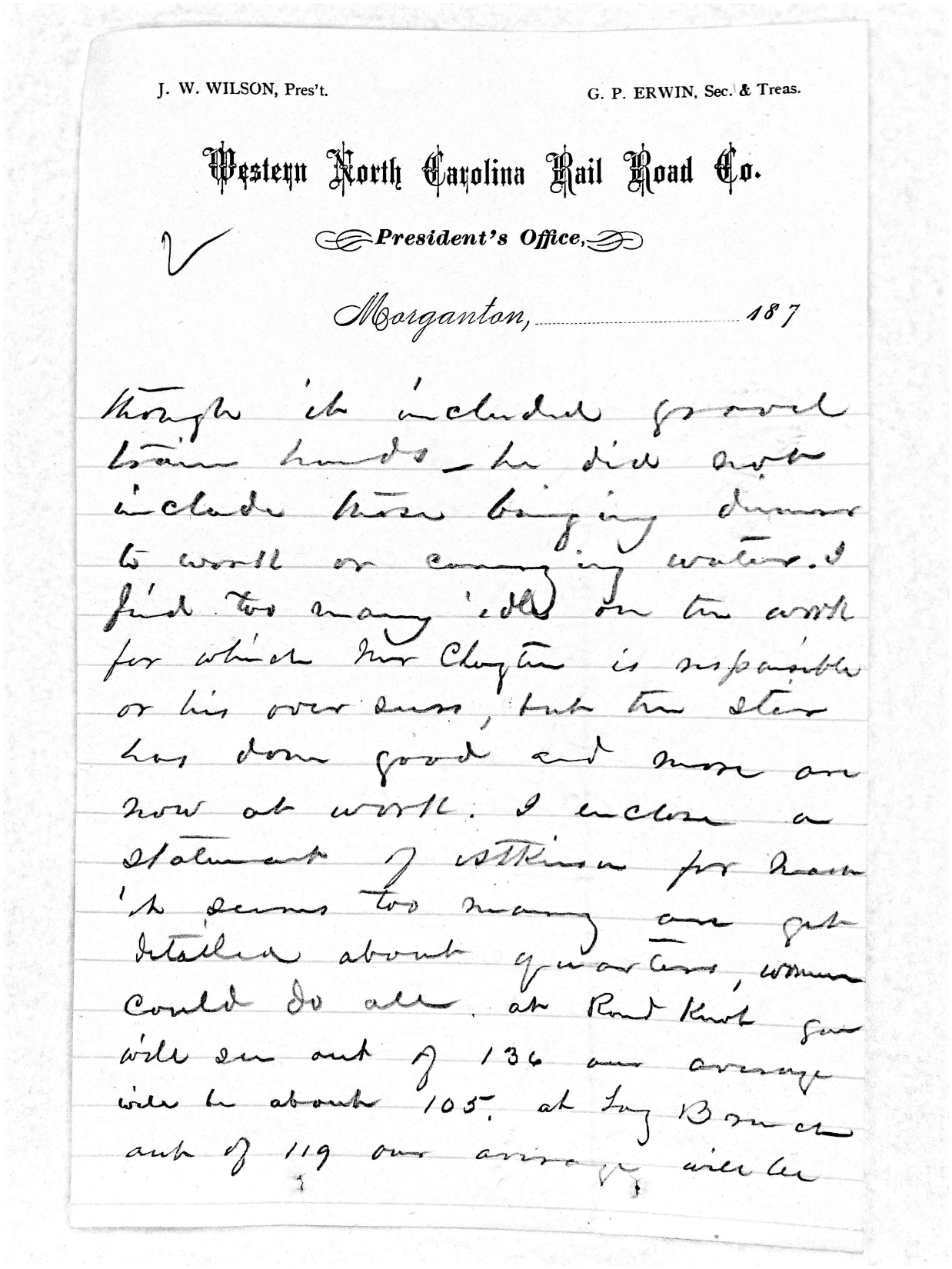 Letter from James W. Wilson to Zebulon B. Vance, 4 April 1878