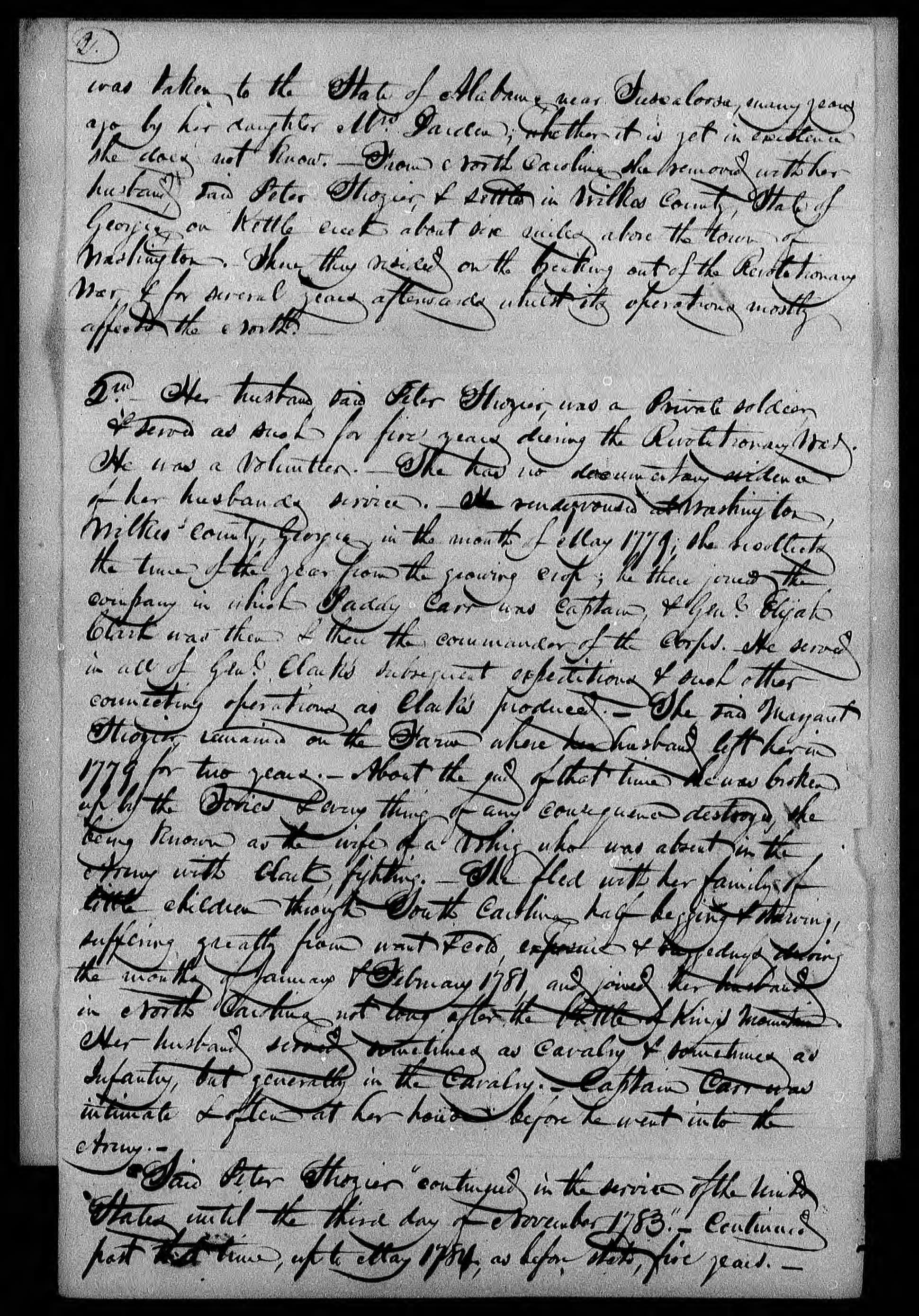 Application for a Widow's Pension from Margaret Strozier, 1 February 1842, page 2